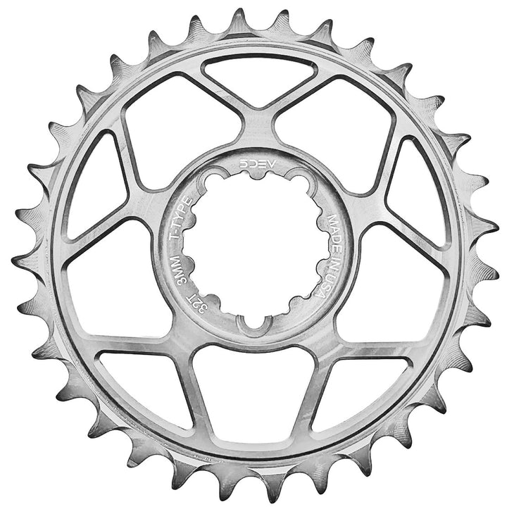 T-Type 3-Bolt Chainring 3mm Offset 32T - Clear/Silve
