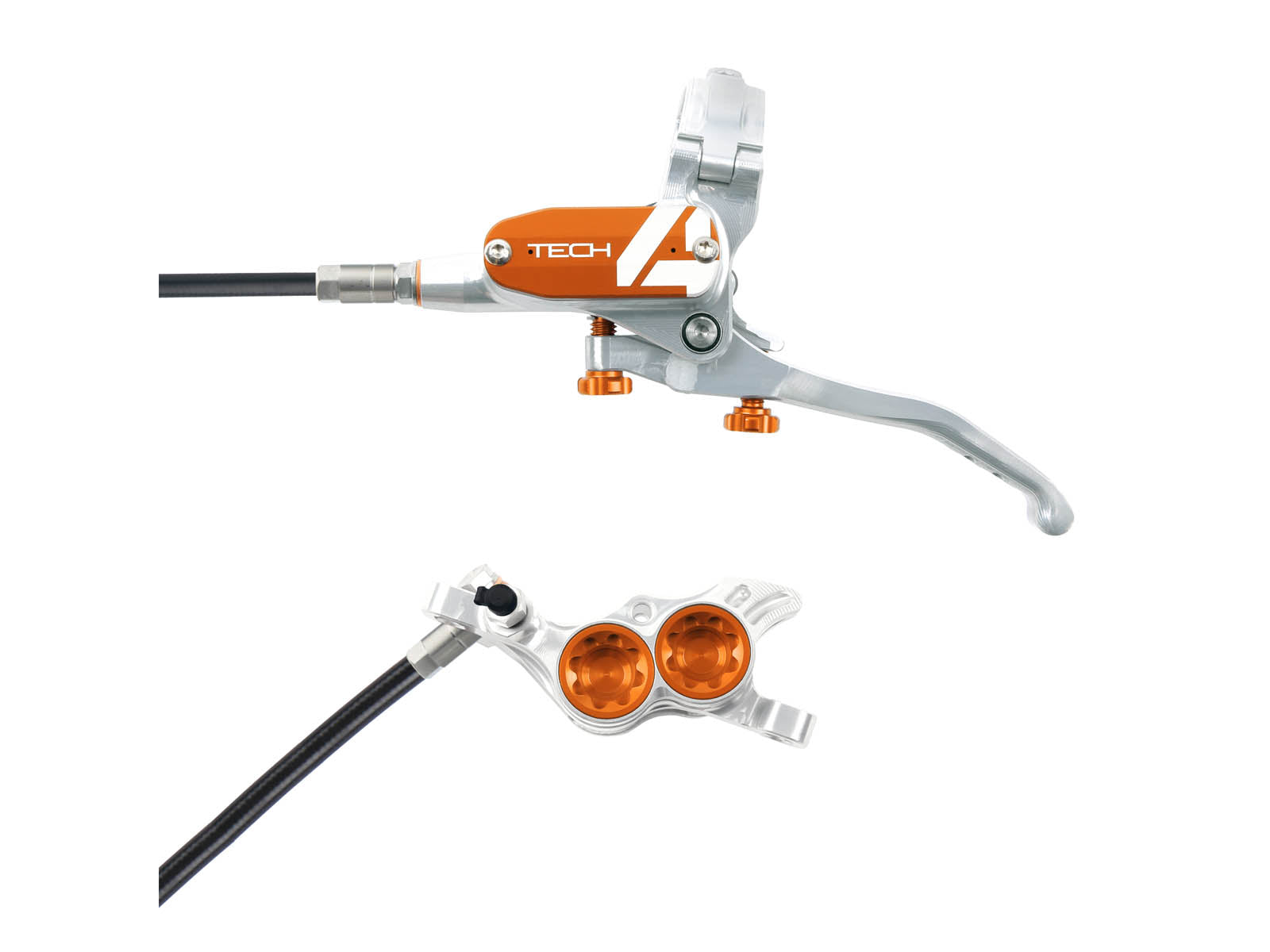 Hope Tech 4 E4 Disc Brake Silver Orange Left Front