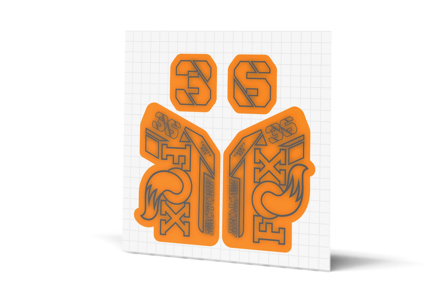 FOX Style Factory 36 Fork Decals Stickers - Orange/Black (Laminated, 6-Piece Set)