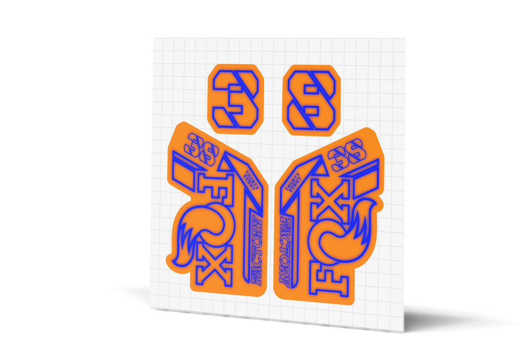 Lower Style Decals Fox Racing Shox 38 Factory Gloss Decals - Orange Lowers - Fanatik Bike Co.