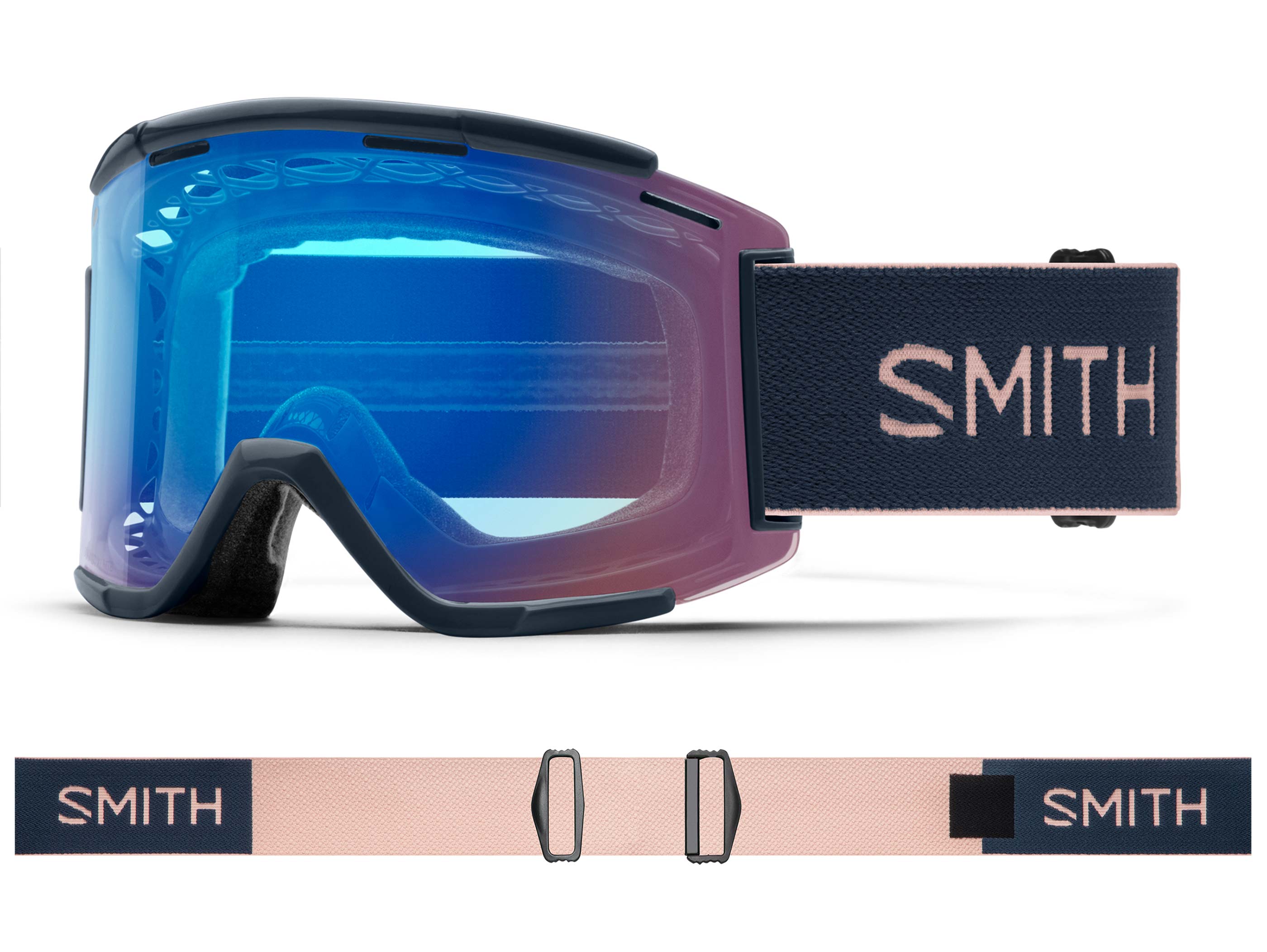 Smith Squad XL MTB Goggles - French Navy/Rock Salt / ChromaPop Contrast  Rose Flash