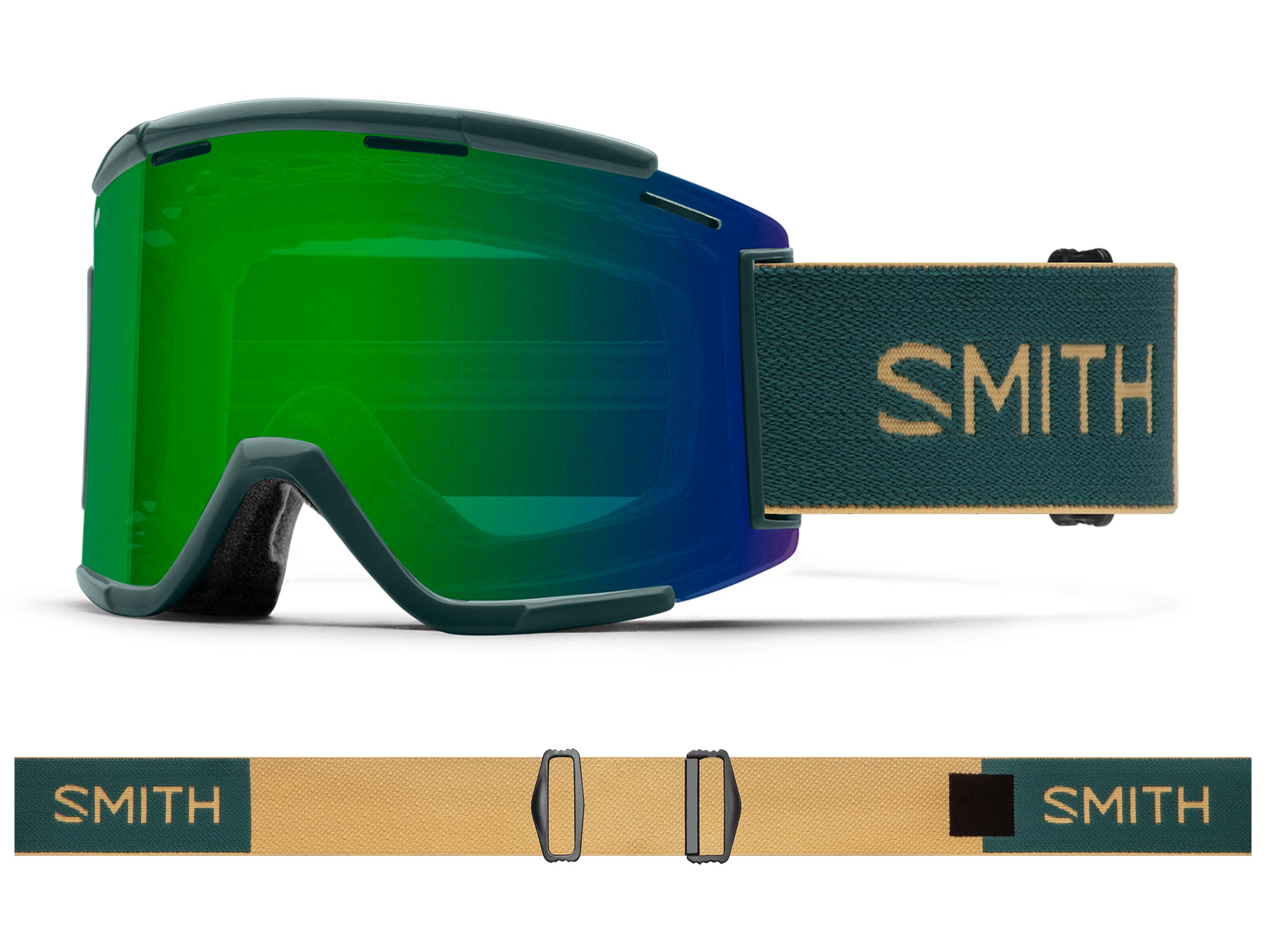 Smith Squad XL MTB Goggles - Spruce/Safari / ChromaPop Everyday Green Mirror